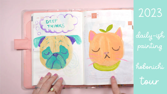 full year flip through ✨ Daily(ish) Painting in my Hobonichi Cousin