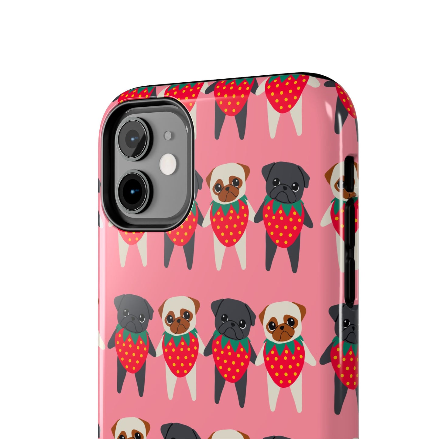 Cute Pug Strawberry Tough Phone Case - Fun & Protective Accessory