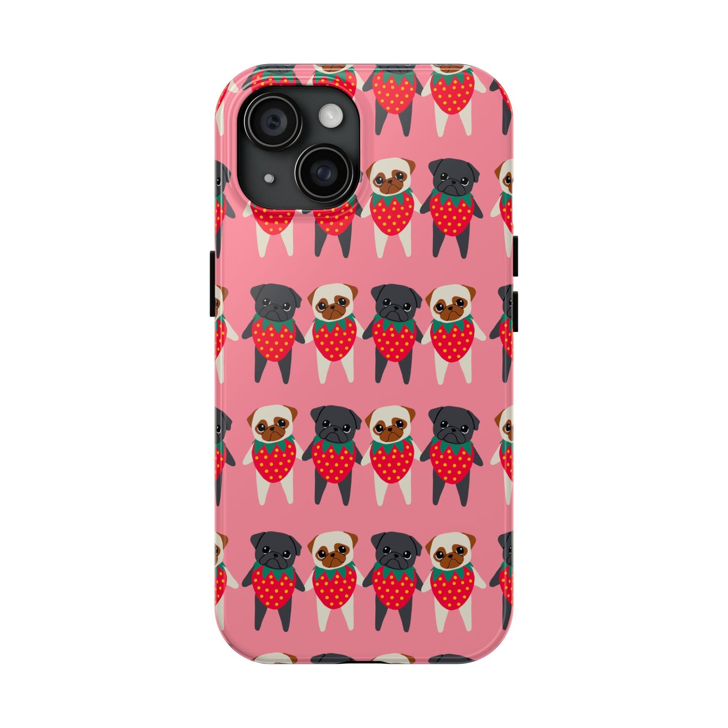 Cute Pug Strawberry Tough Phone Case - Fun & Protective Accessory