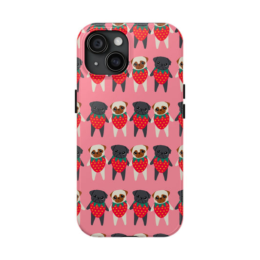 Cute Pug Strawberry Tough Phone Case - Fun & Protective Accessory