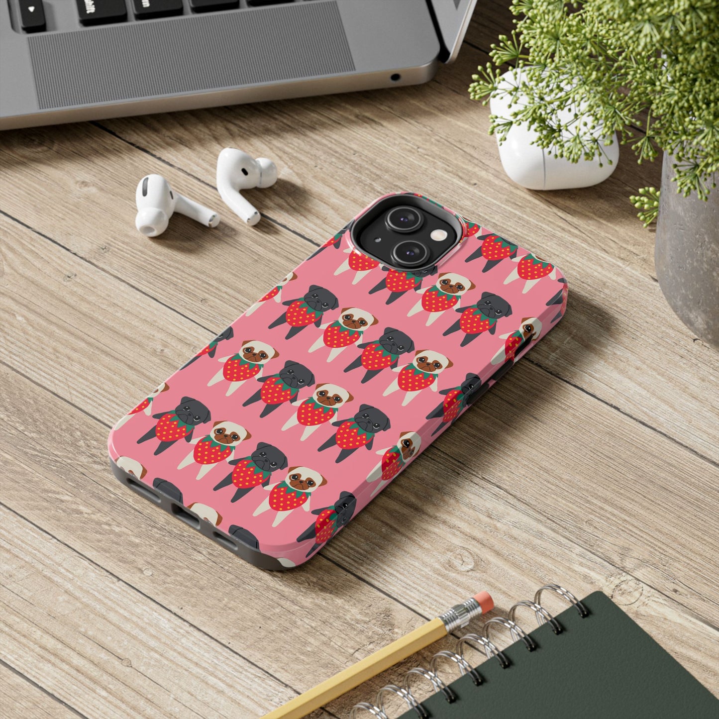 Cute Pug Strawberry Tough Phone Case - Fun & Protective Accessory