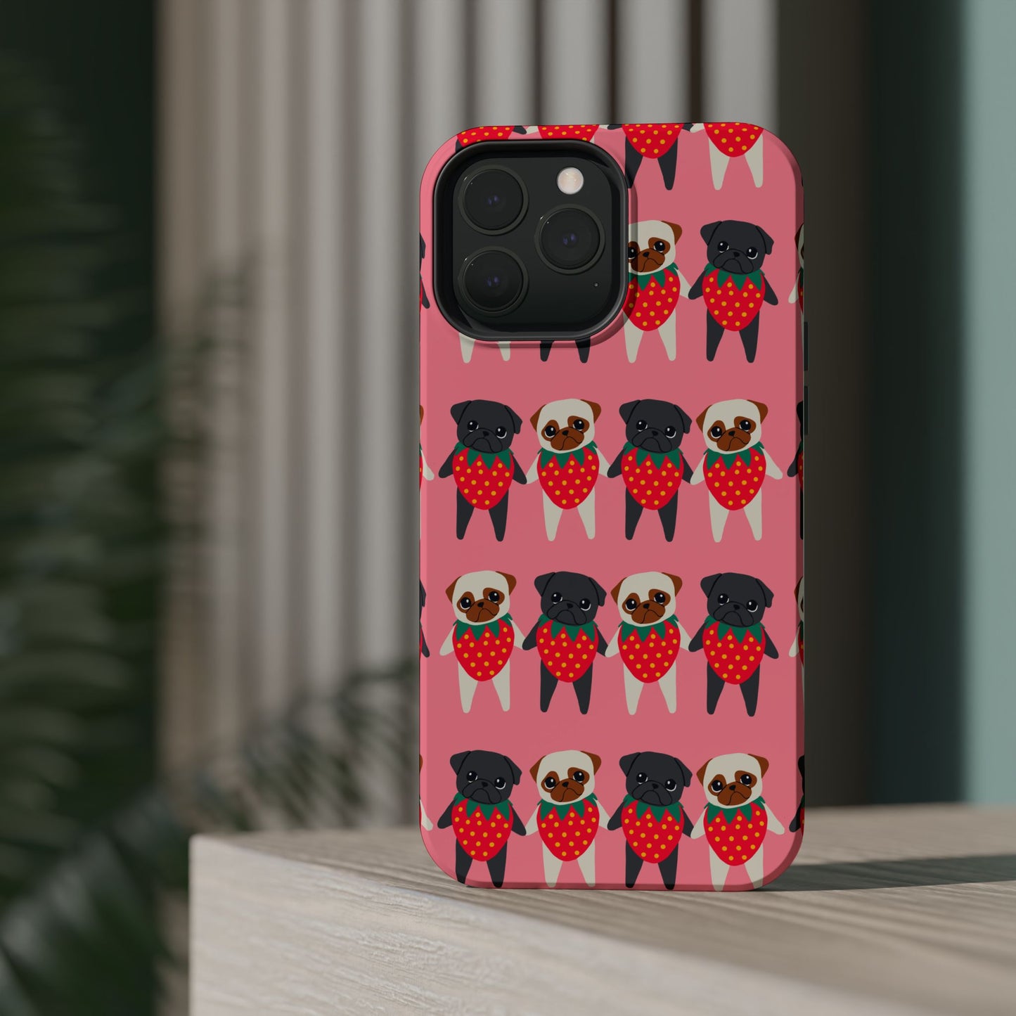 Cute Pug Strawberry Magnetic Tough Case