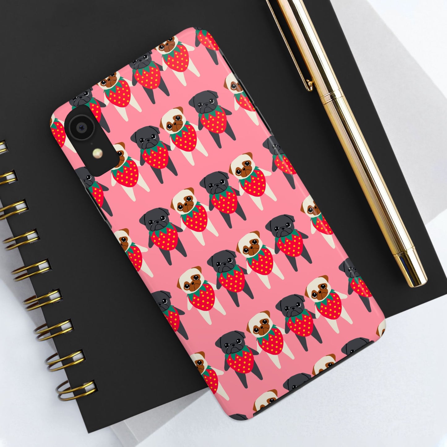 Cute Pug Strawberry Tough Phone Case - Fun & Protective Accessory