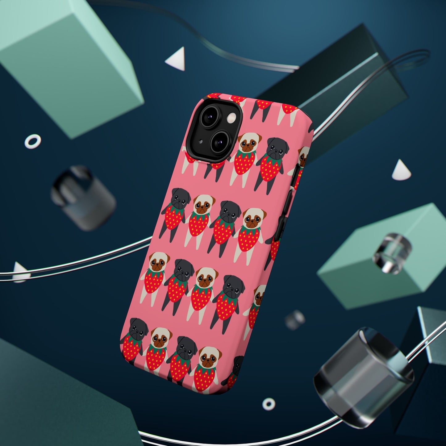 Cute Pug Strawberry Magnetic Tough Case