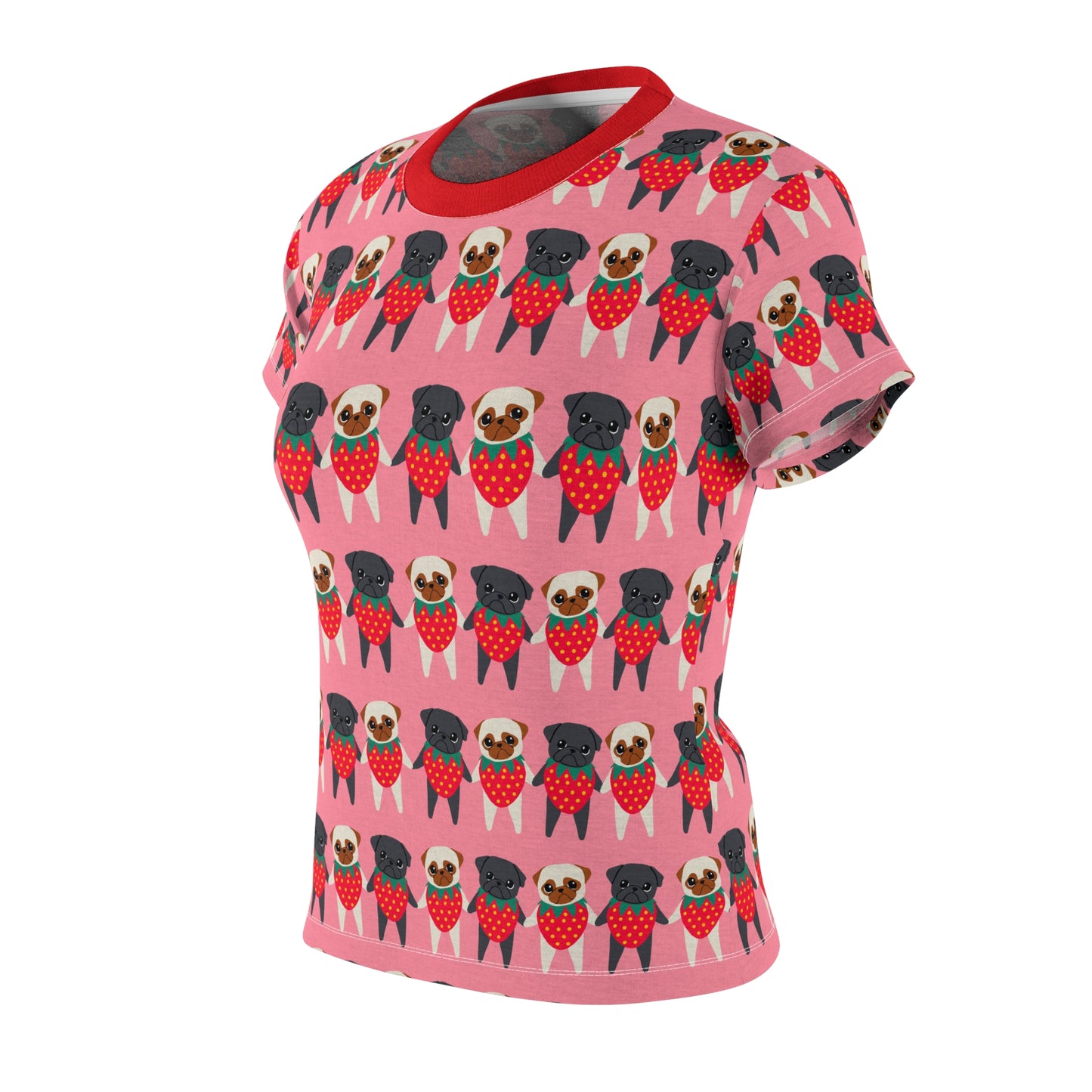 Cute Strawberry Pugs Women's Tee - Fun Summer Shirt