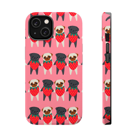 Cute Pug Strawberry Magnetic Tough Case