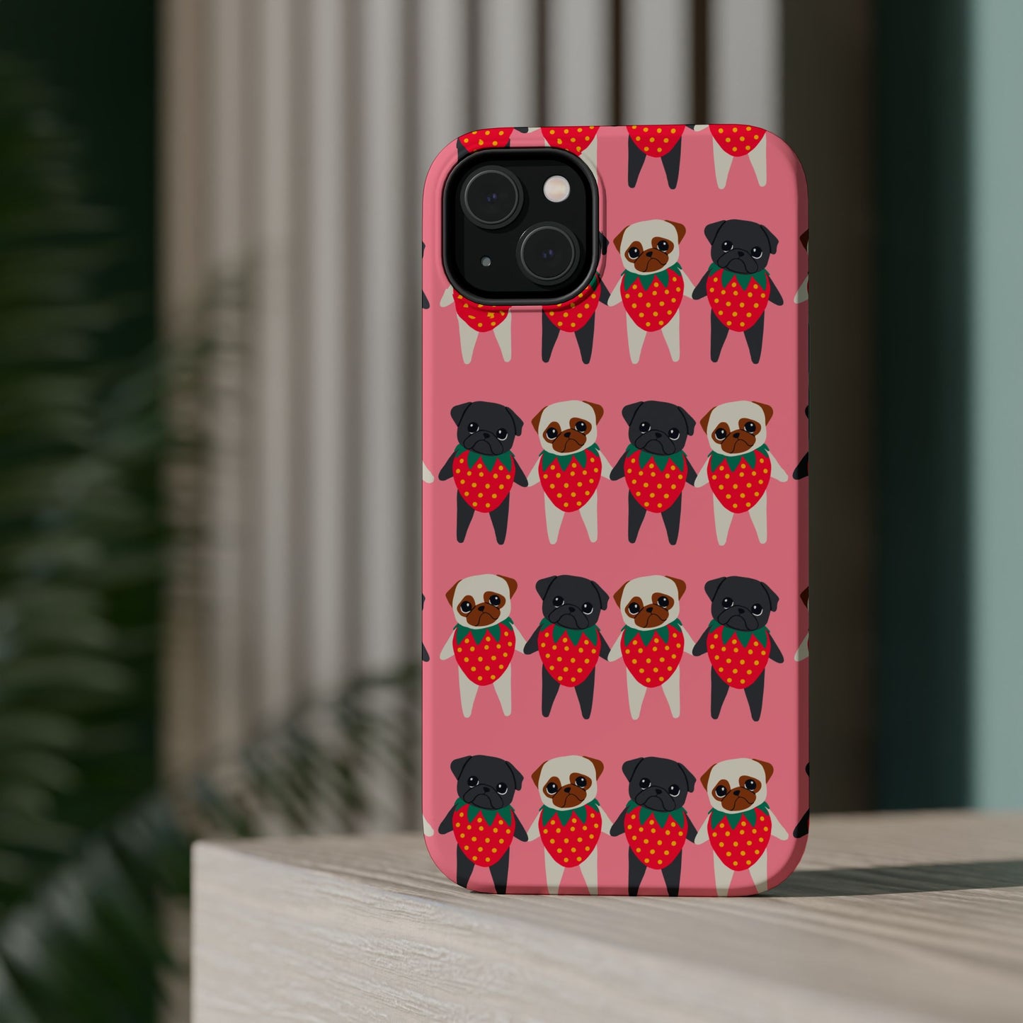 Cute Pug Strawberry Magnetic Tough Case