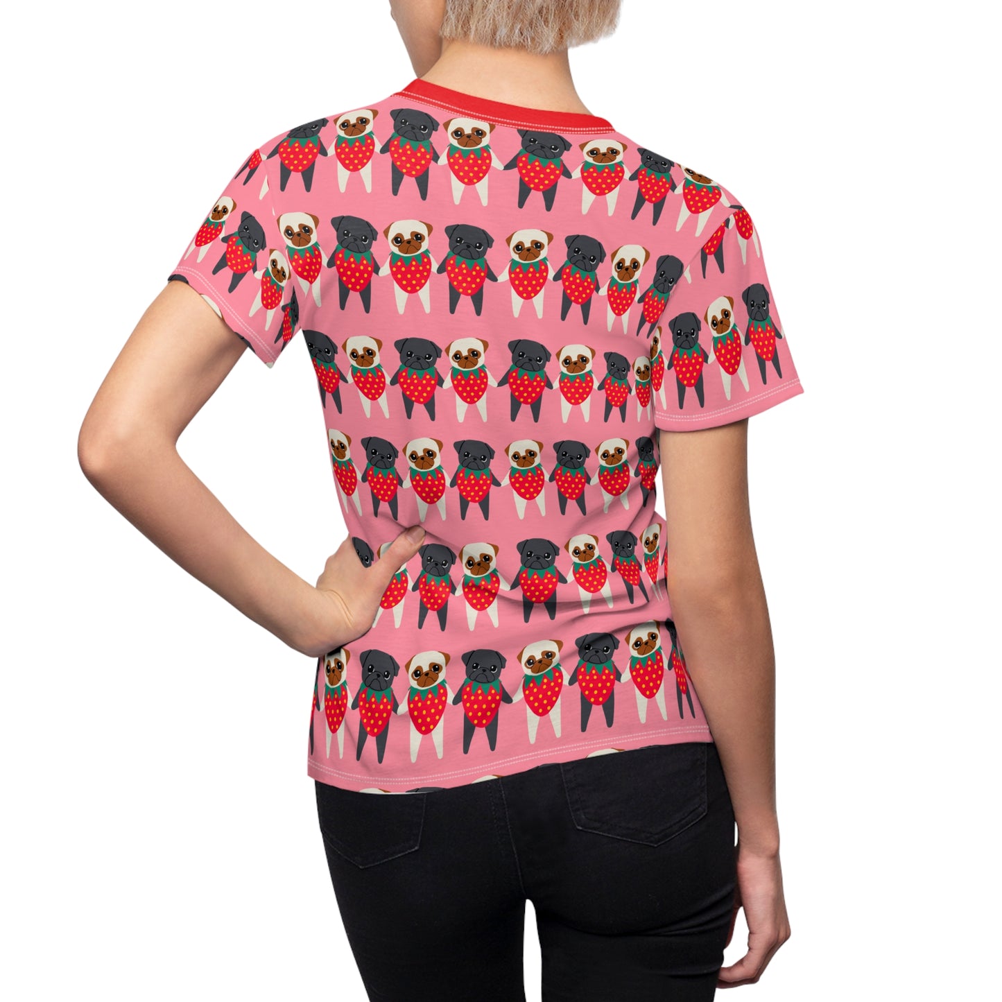 Cute Strawberry Pugs Women's Tee - Fun Summer Shirt
