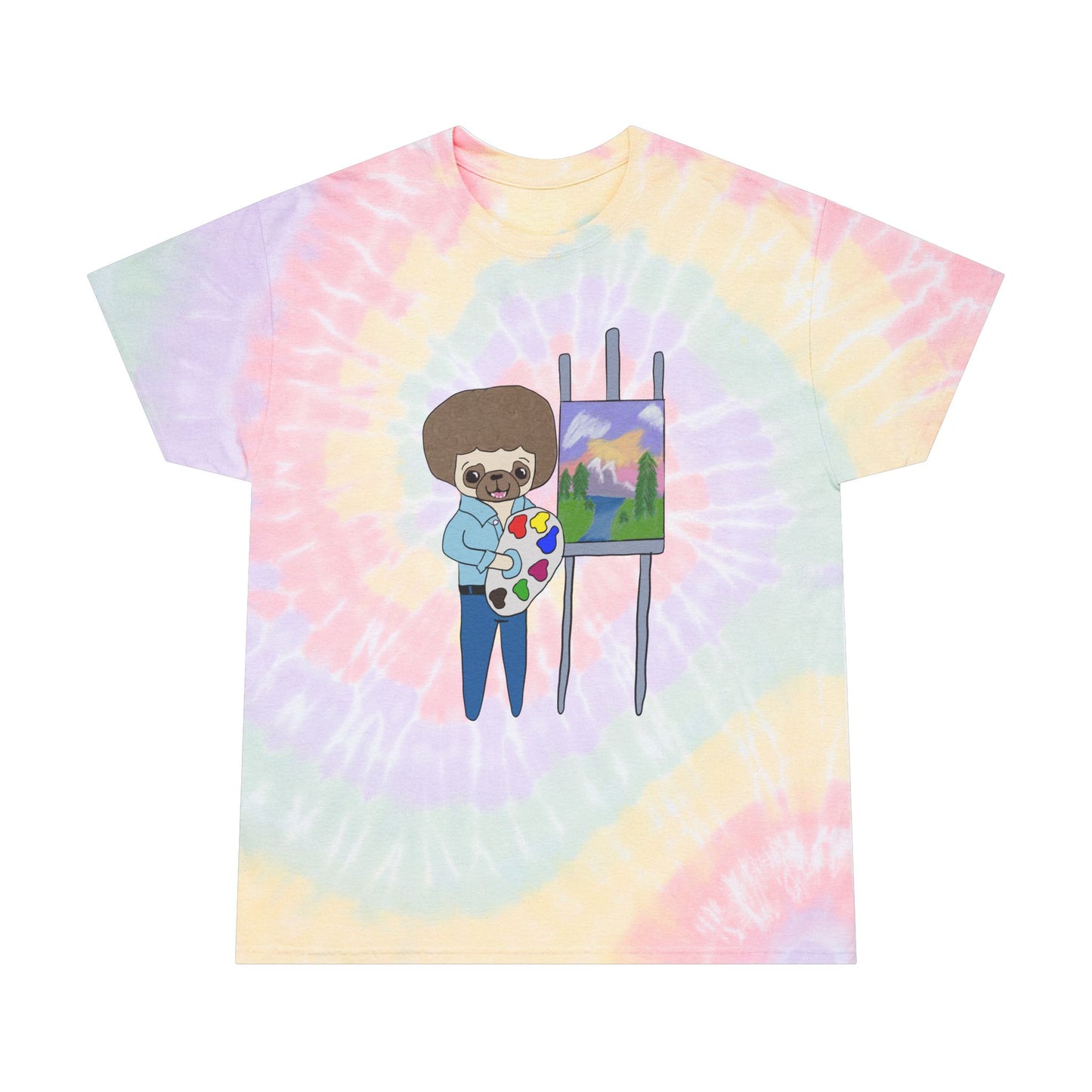 Artistic Tie-Dye Tee with Artist Pug
