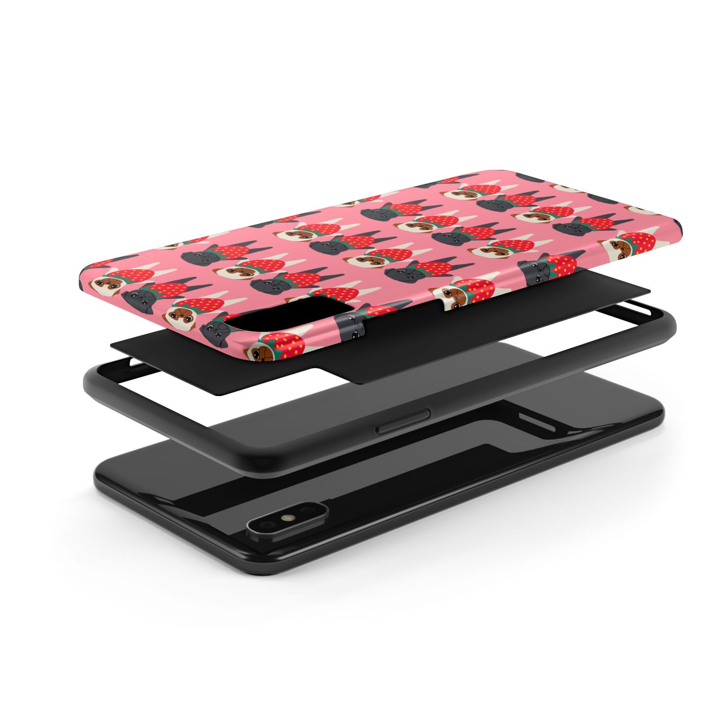 Cute Pug Strawberry Tough Phone Case - Fun & Protective Accessory