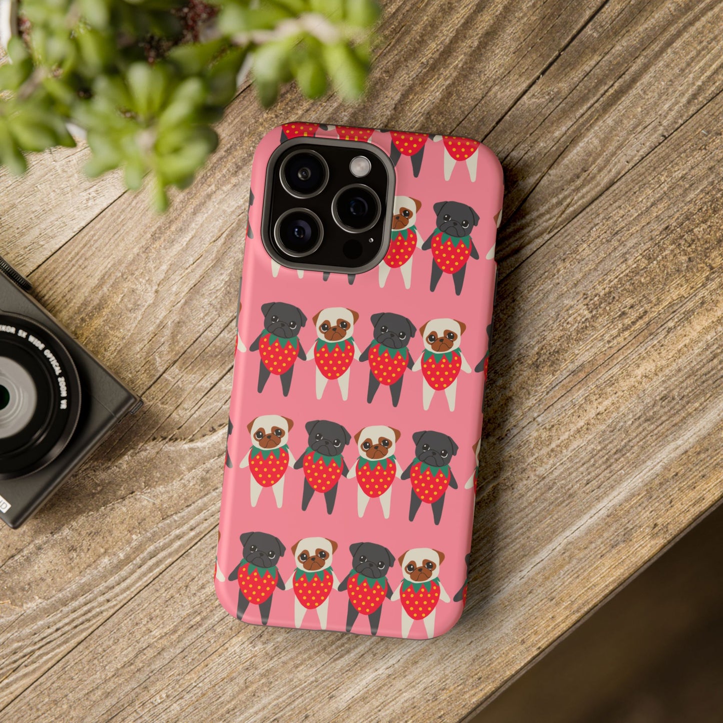 Cute Pug Strawberry Magnetic Tough Case