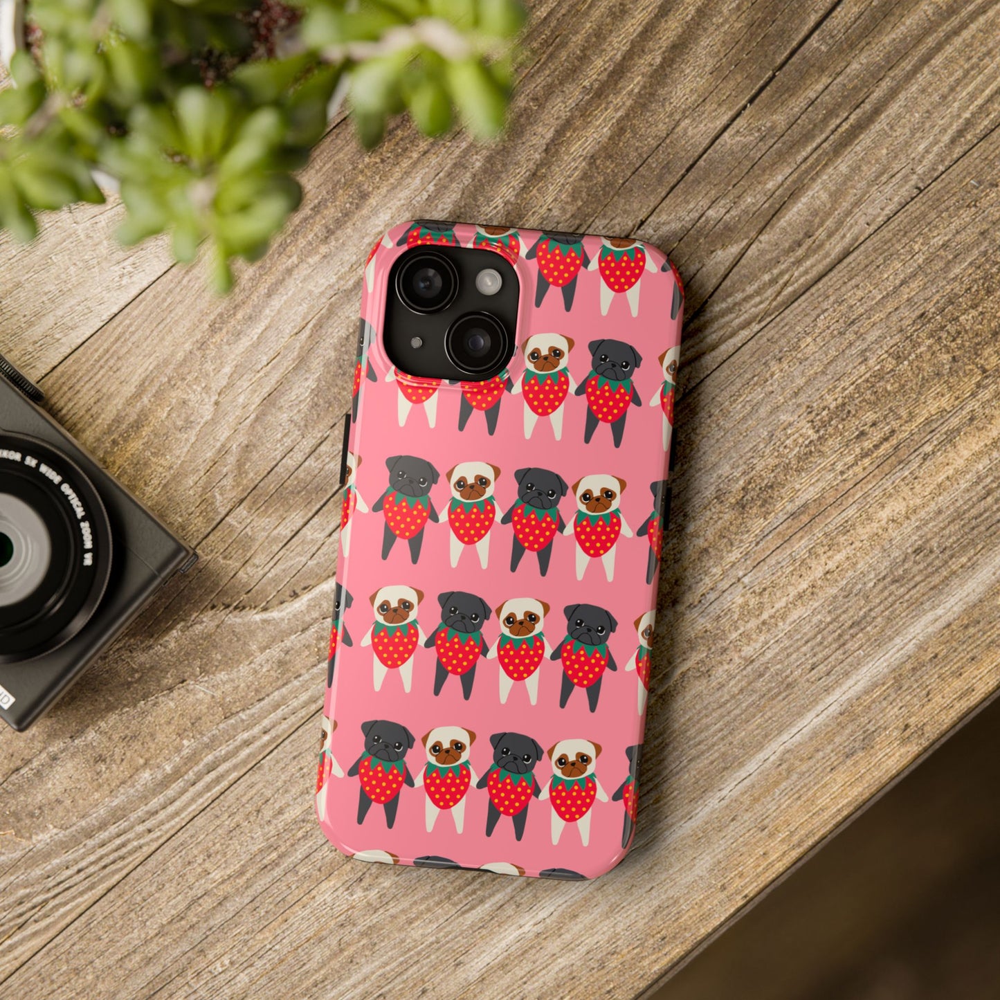 Cute Pug Strawberry Tough Phone Case - Fun & Protective Accessory