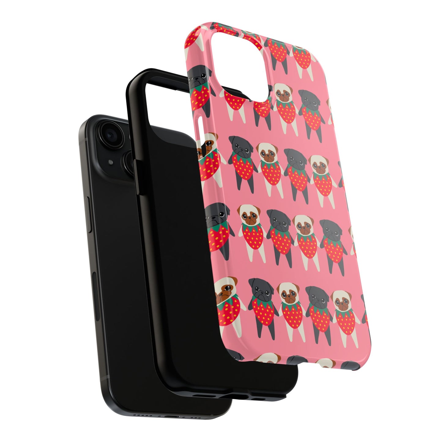 Cute Pug Strawberry Tough Phone Case - Fun & Protective Accessory