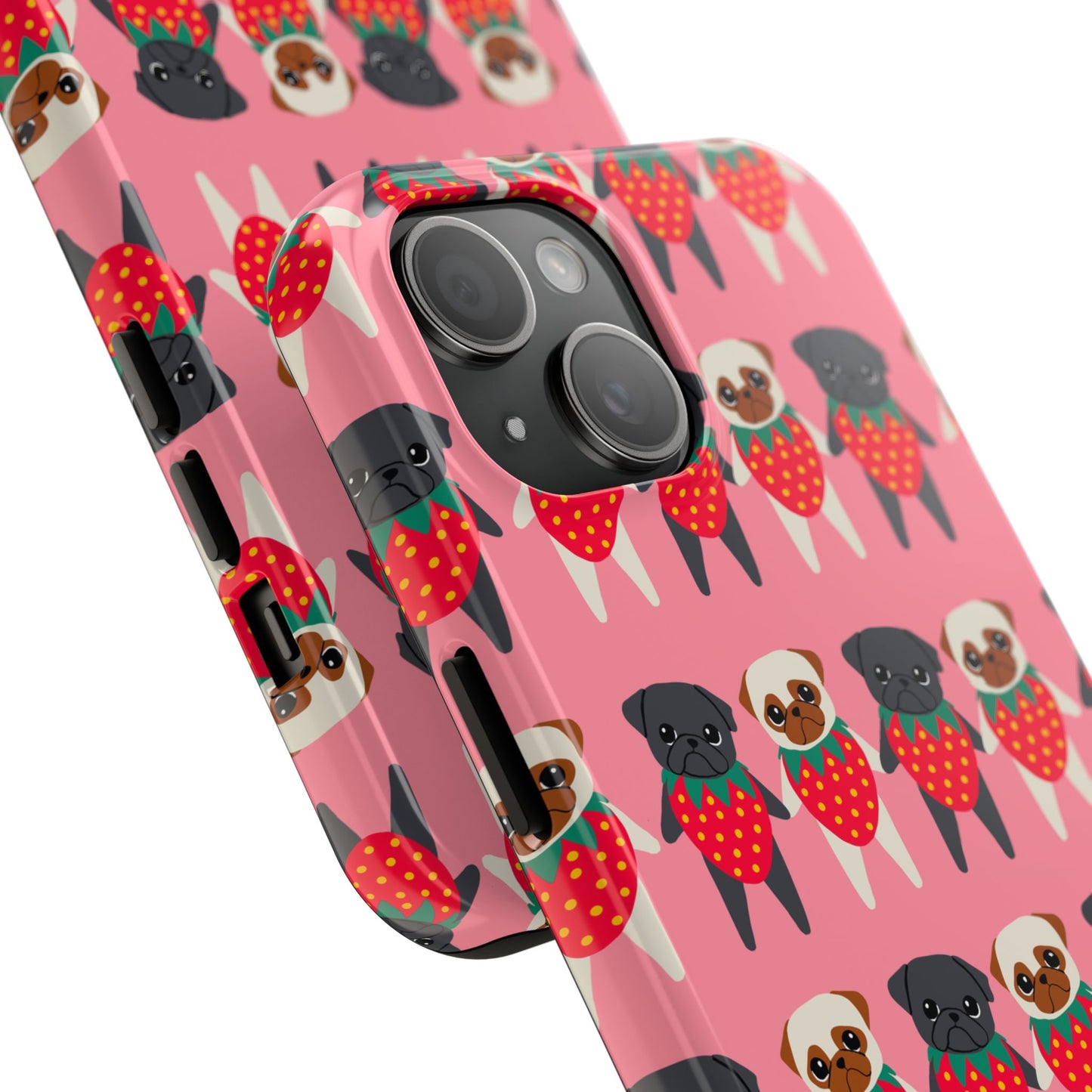 Cute Pug Strawberry Tough Phone Case - Fun & Protective Accessory