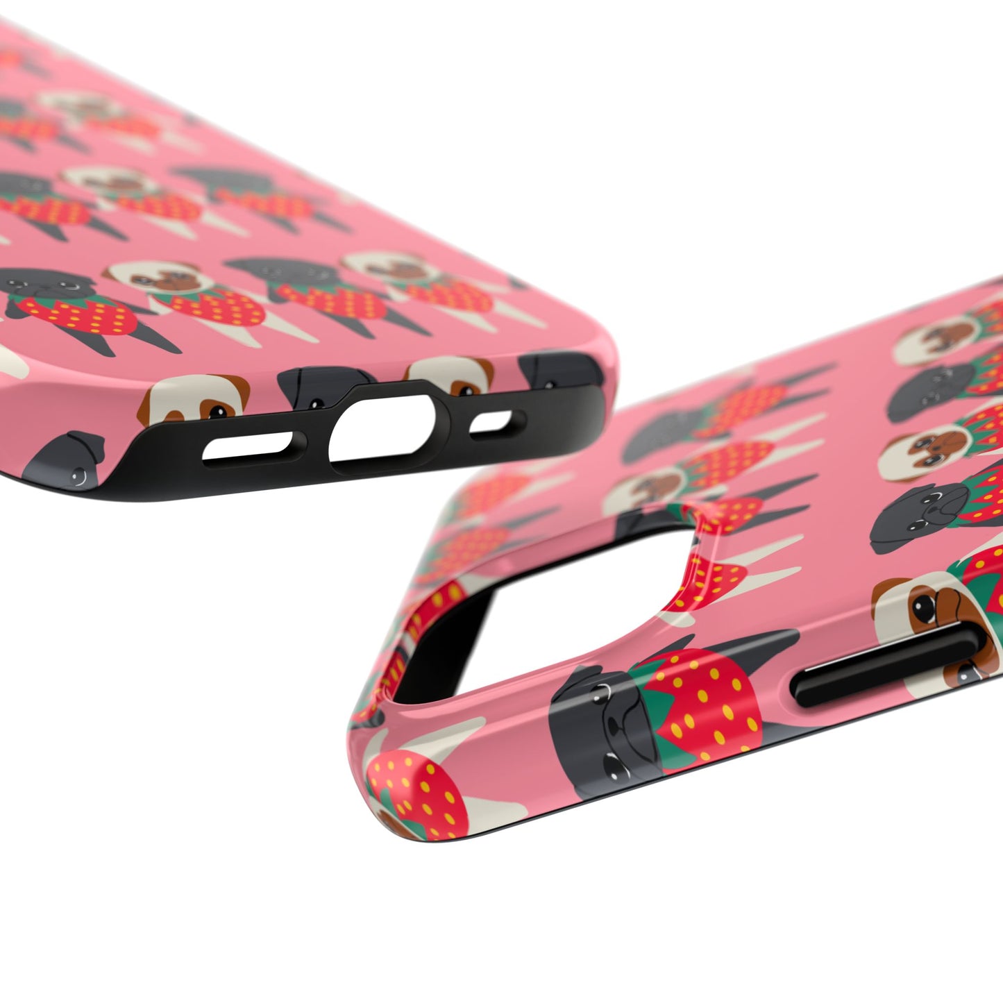 Cute Pug Strawberry Tough Phone Case - Fun & Protective Accessory