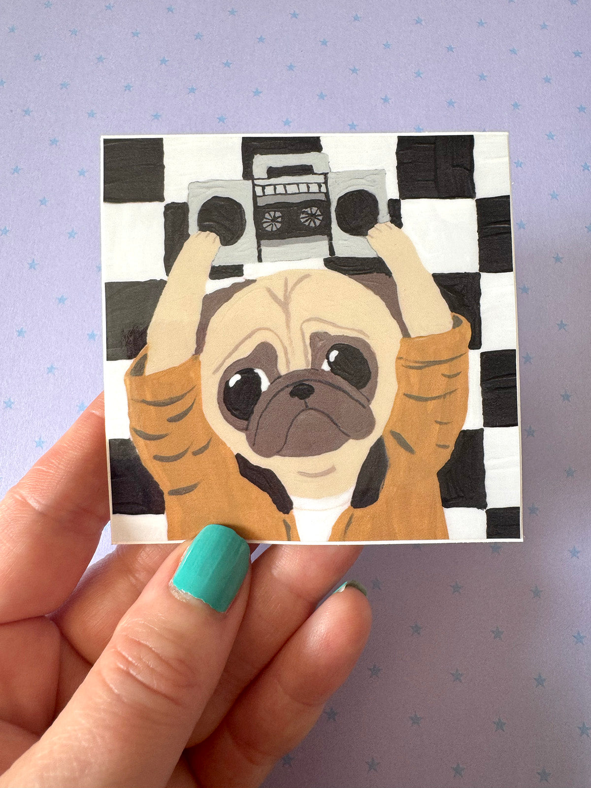 Boombox Pug - Pug Vinyl Sticker