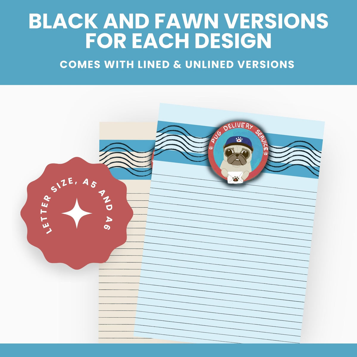 Pug Delivery Service Stationery Kit - Printable Instant Download