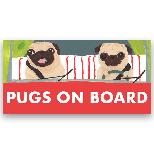 Pugs On Board - Vinyl Pug Bumper Sticker