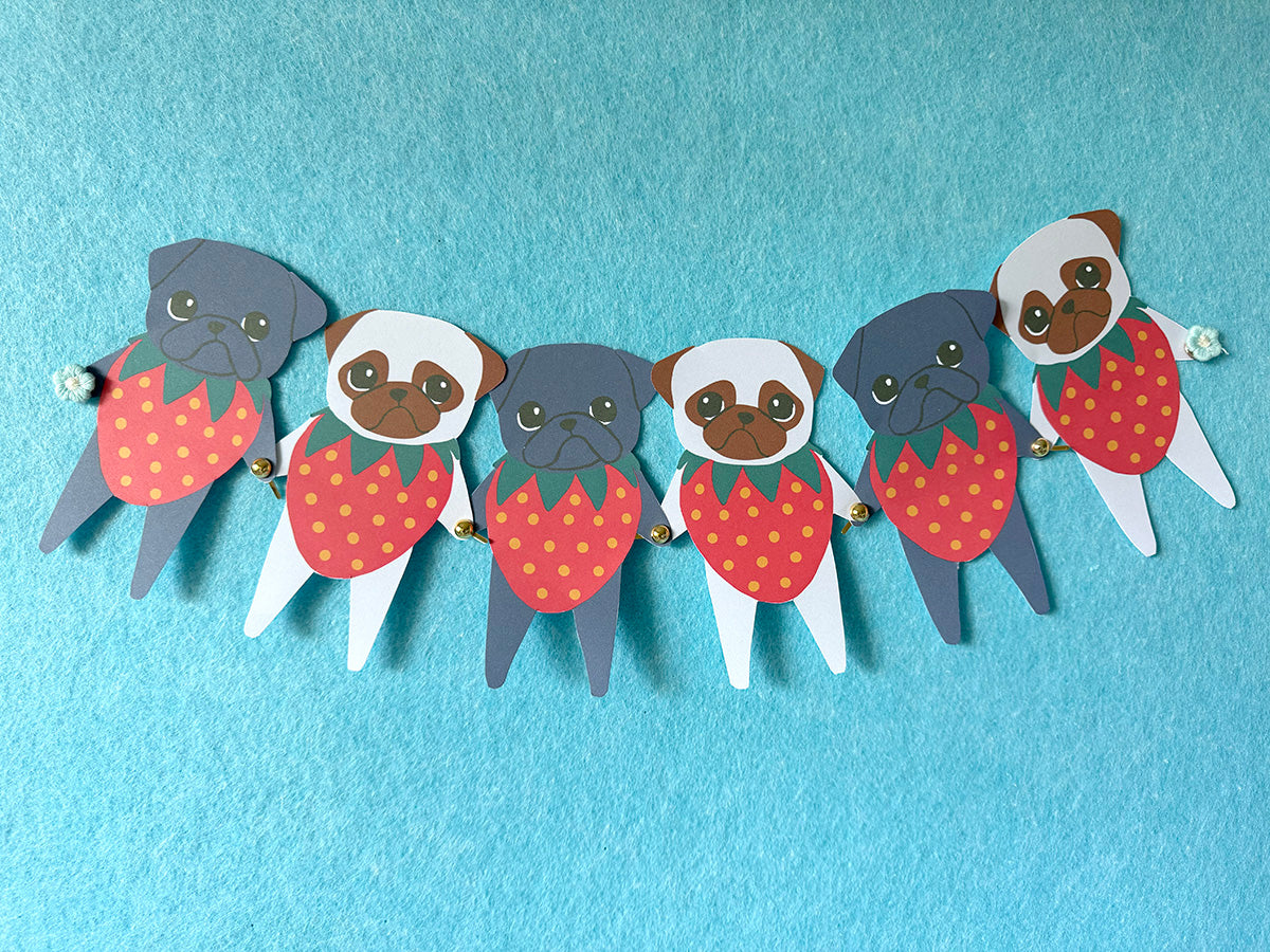 Strawpuggies Garland - Printable Strawberry Pug Garland