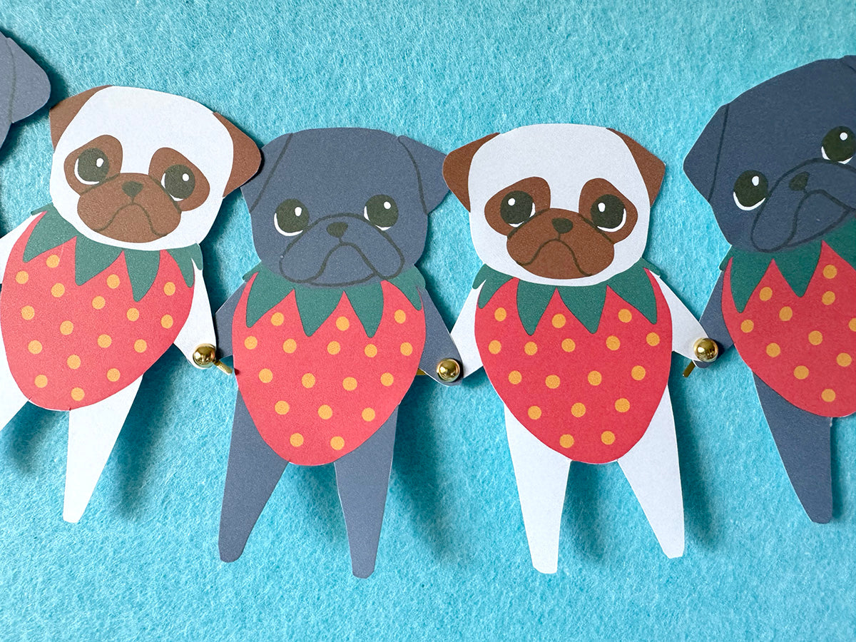 Strawpuggies Garland - Printable Strawberry Pug Garland
