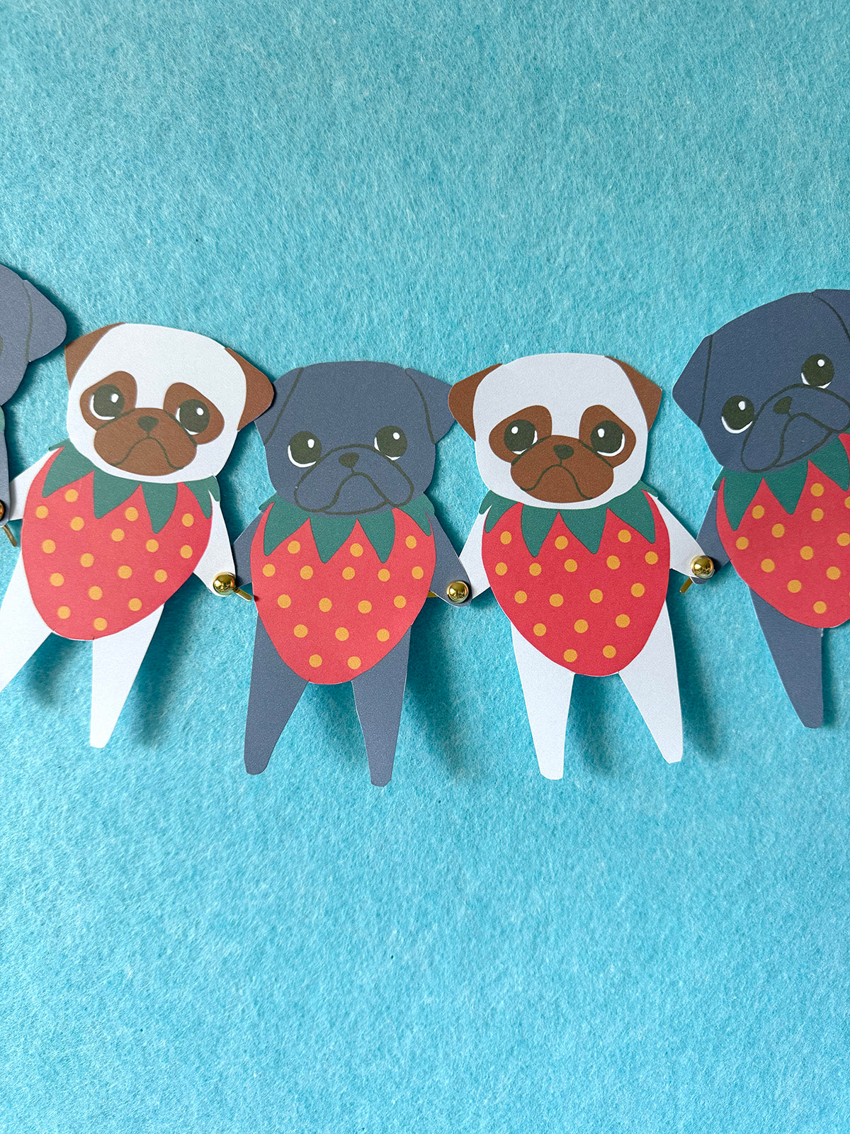 Strawpuggies Garland - Printable Strawberry Pug Garland