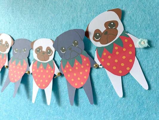 Strawpuggies Garland - Printable Strawberry Pug Garland