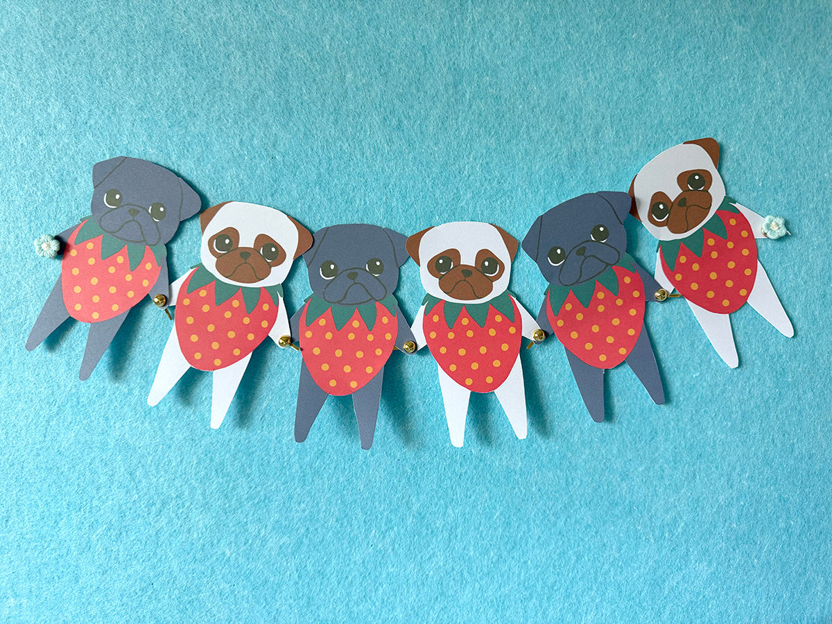 Strawpuggies Garland - Printable Strawberry Pug Garland