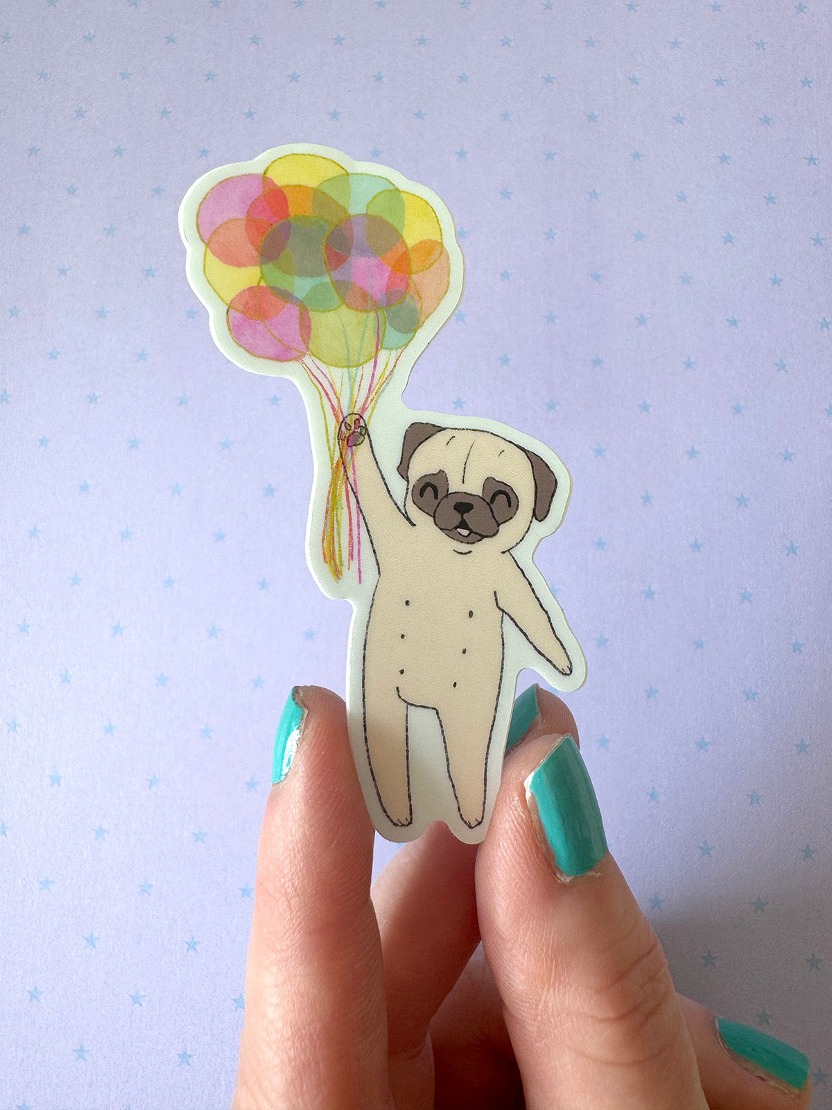 Pup, Pup, and Away! - Pug Vinyl Sticker