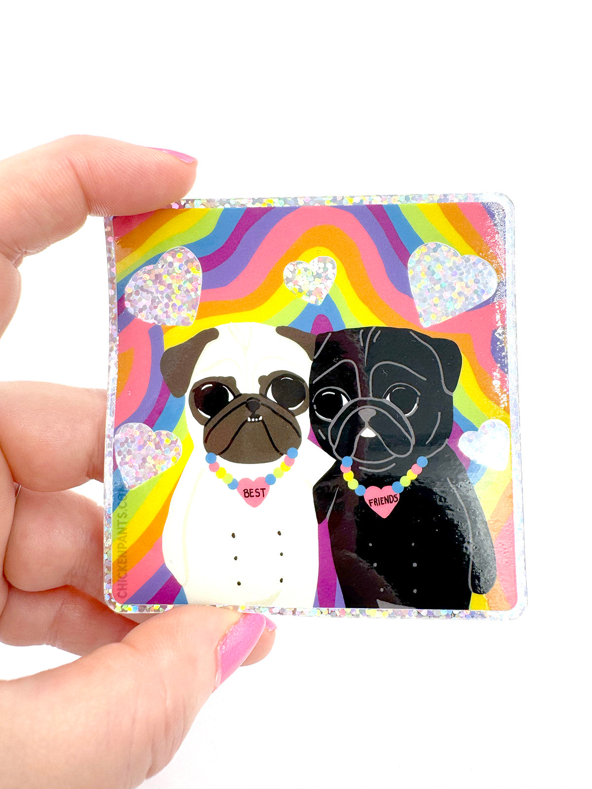 Best Friends Forever! - Holographic Pug Vinyl Sticker