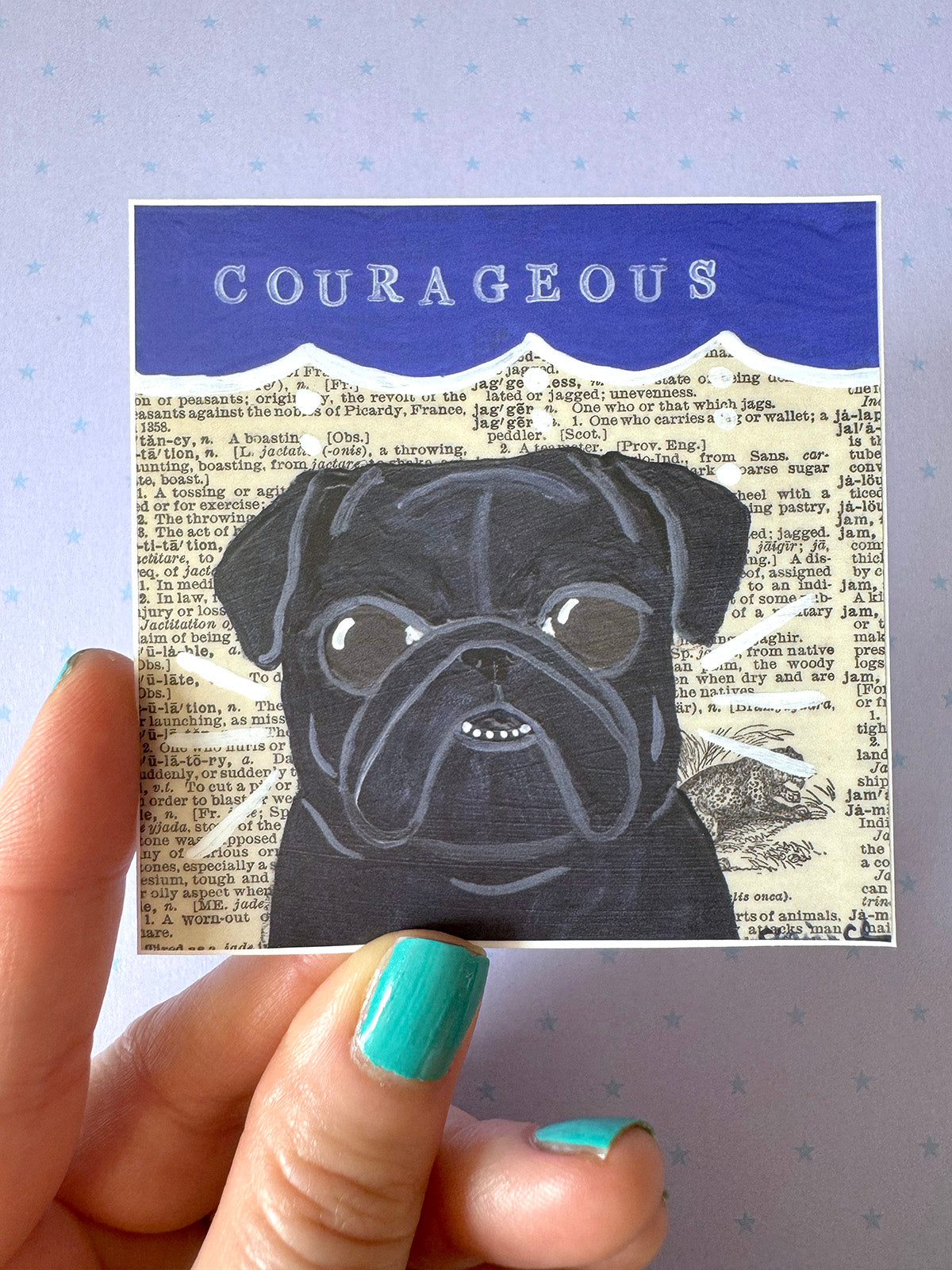 Courageous - Black Pug Vinyl Sticker