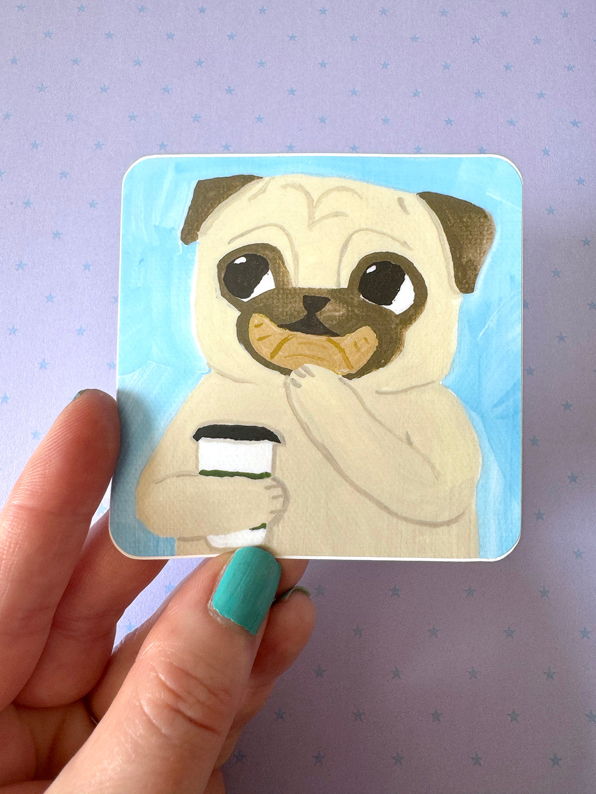 Croissant - Pug Vinyl Sticker