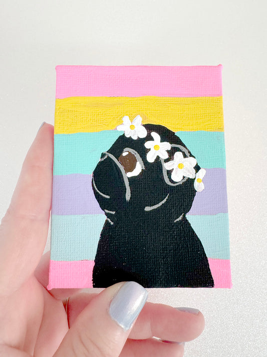Flower Crown - Black Pug - 2025 Miniature Painting Collection - 19/50