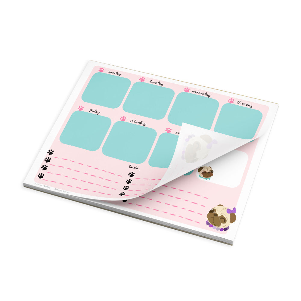 Fawn Pug Weekly Planner Letter Size Notepad