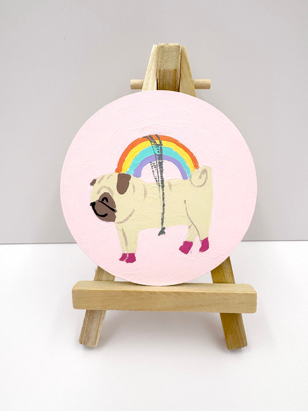 Rainbow Delivery Service - Original Pug Painting - 100 Paintings Unleashed no. 37