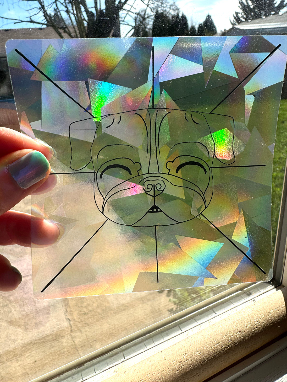 Pug Suncatcher Sticker