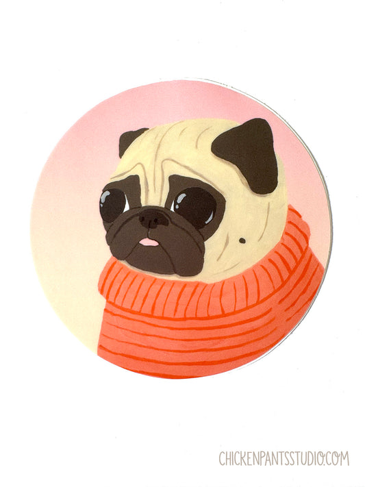 Sweater Pug - Pug Vinyl Sticker
