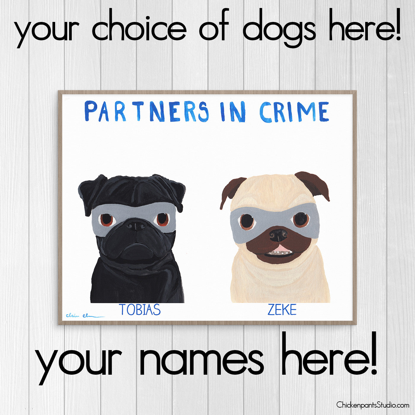 Personalized Partners In Crime Dog Art Print
