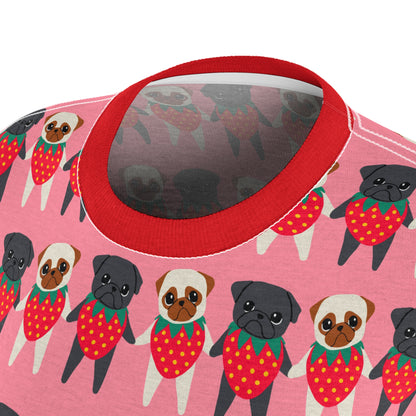 Cute Strawberry Pugs Women's Tee - Fun Summer Shirt