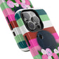 Floral Stripe Black Pug - Tough Phone Cases
