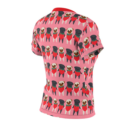Cute Strawberry Pugs Women's Tee - Fun Summer Shirt