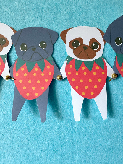 Strawpuggies Garland - Printable Strawberry Pug Garland