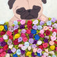 Bed of Roses - Original Pug Painting - 100 Paintings Unleashed no. 14