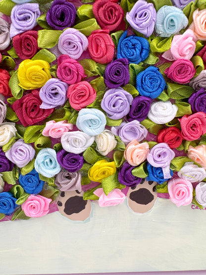 Bed of Roses - Original Pug Painting - 100 Paintings Unleashed no. 14