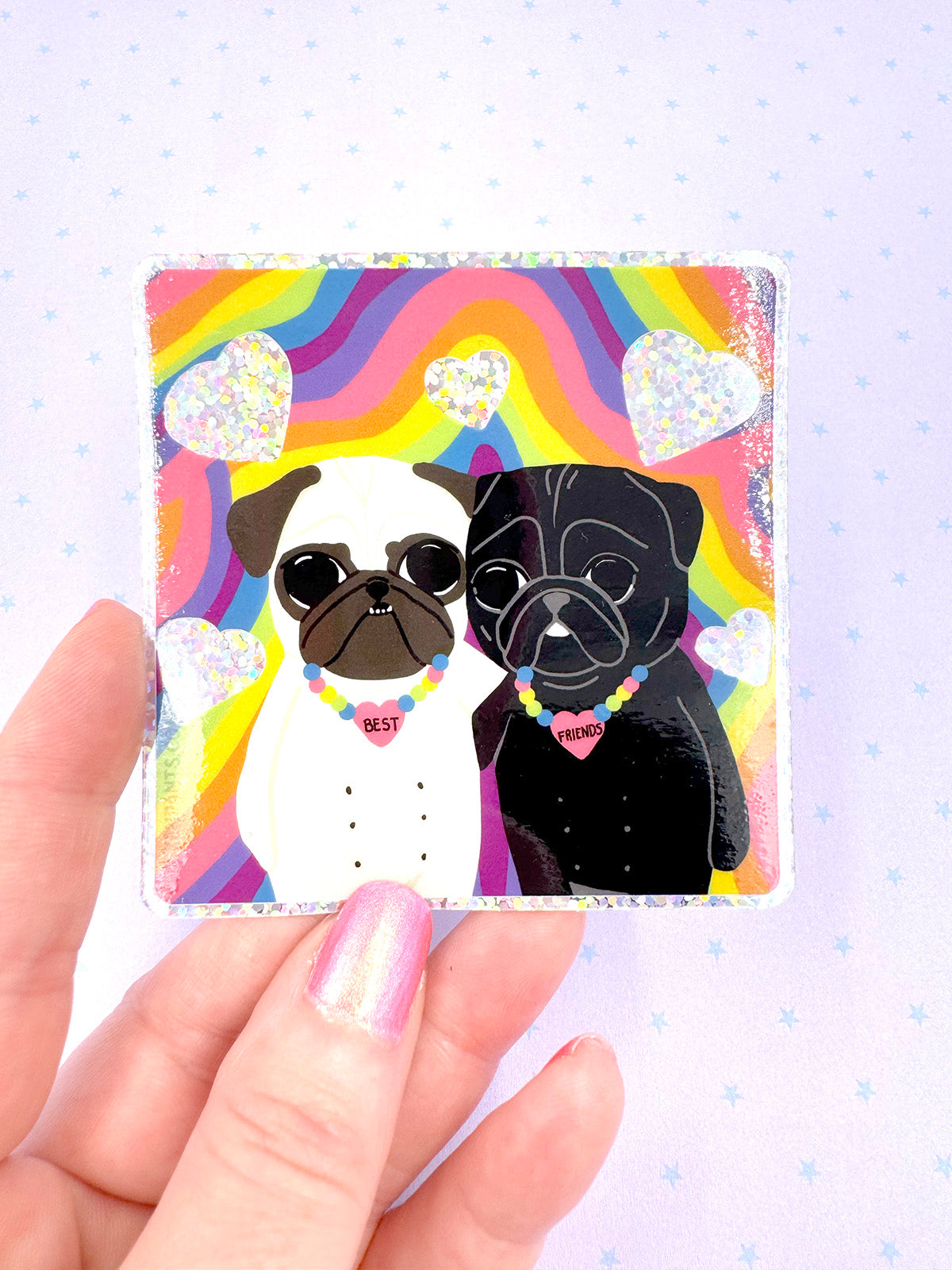 Best Friends Forever! - Holographic Pug Vinyl Sticker