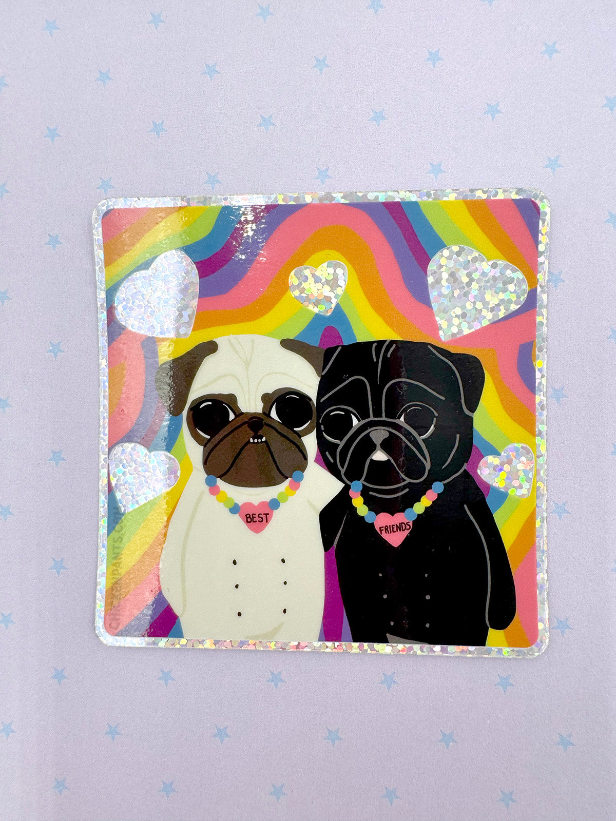 Best Friends Forever! - Holographic Pug Vinyl Sticker