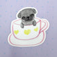 Pug Mug - Cute Black Pug Vinyl Sticker
