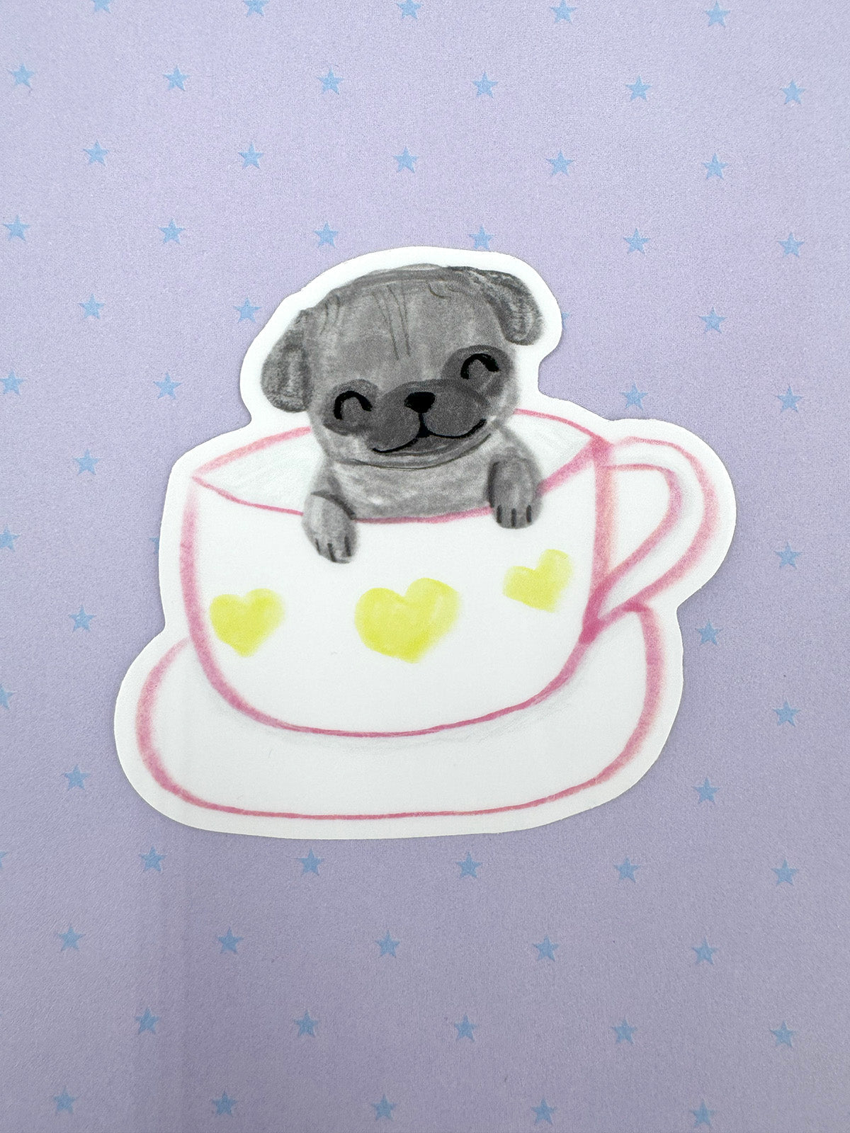 Pug Mug - Cute Black Pug Vinyl Sticker