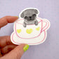 Pug Mug - Cute Black Pug Vinyl Sticker