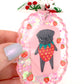 Pug Bag Charm - Strawberry Pug - Black Pug