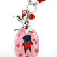 Pug Bag Charm - Strawberry Pug - Black Pug
